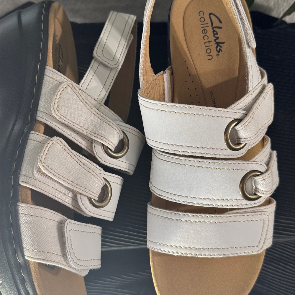 Clarks Collection Merliah 2 Bali White Faux Leather Sandal - Women's 8M / EU 39 - Picture 9 of 12
